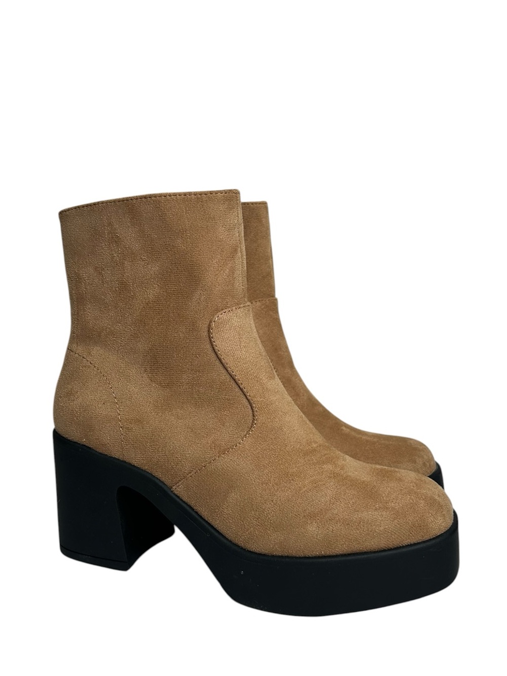 New Anne Klein Women's Tan faux Suede Platform Ankle Boots 6